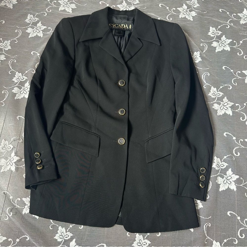 Vintage Escada Black Wool Blazer - Picture 4 of 16